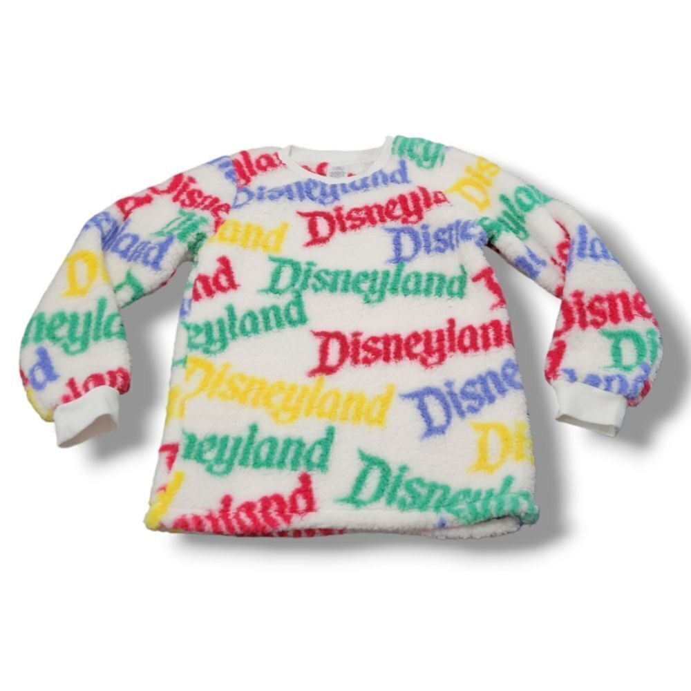 Disney Sweater Size XL Youth Disneyland Logo Print Sherpa Soft Fleece Pullover - Picture 1 of 6